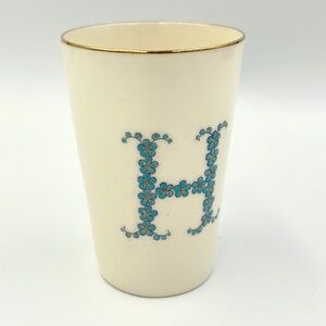 Vtg W.H. Goss Childs / Christening Cup Mug Initial "H" Blue Forget-Me-Not Flower
